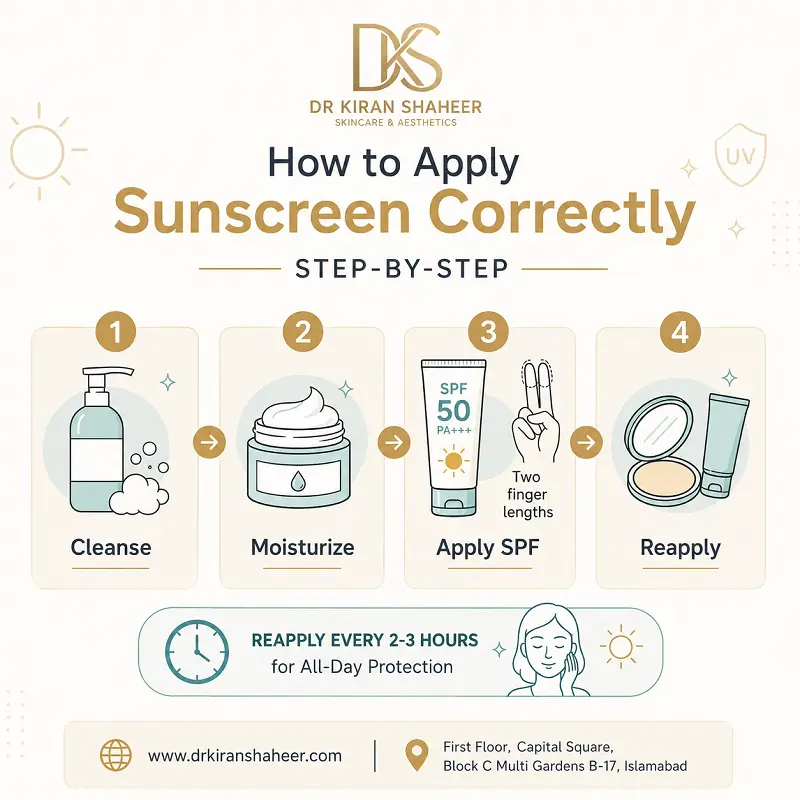 How to apply sunscreen correctly step by step